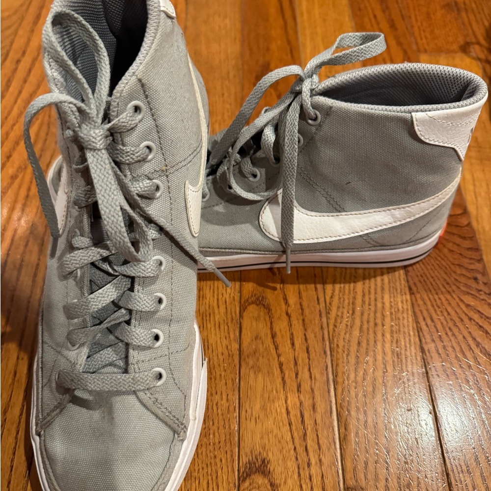 Nike Gray and White High-Top Sneakers